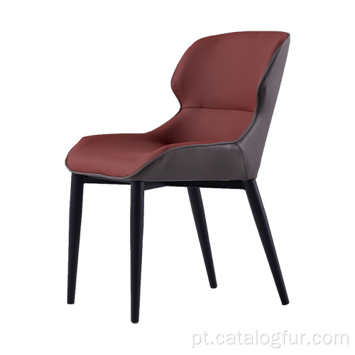 móveis de madeira de luxo, cadeira de jantar, pernas de madeira marrom de alta qualidade, capa de couro, cadeiras de jantar para uso doméstico